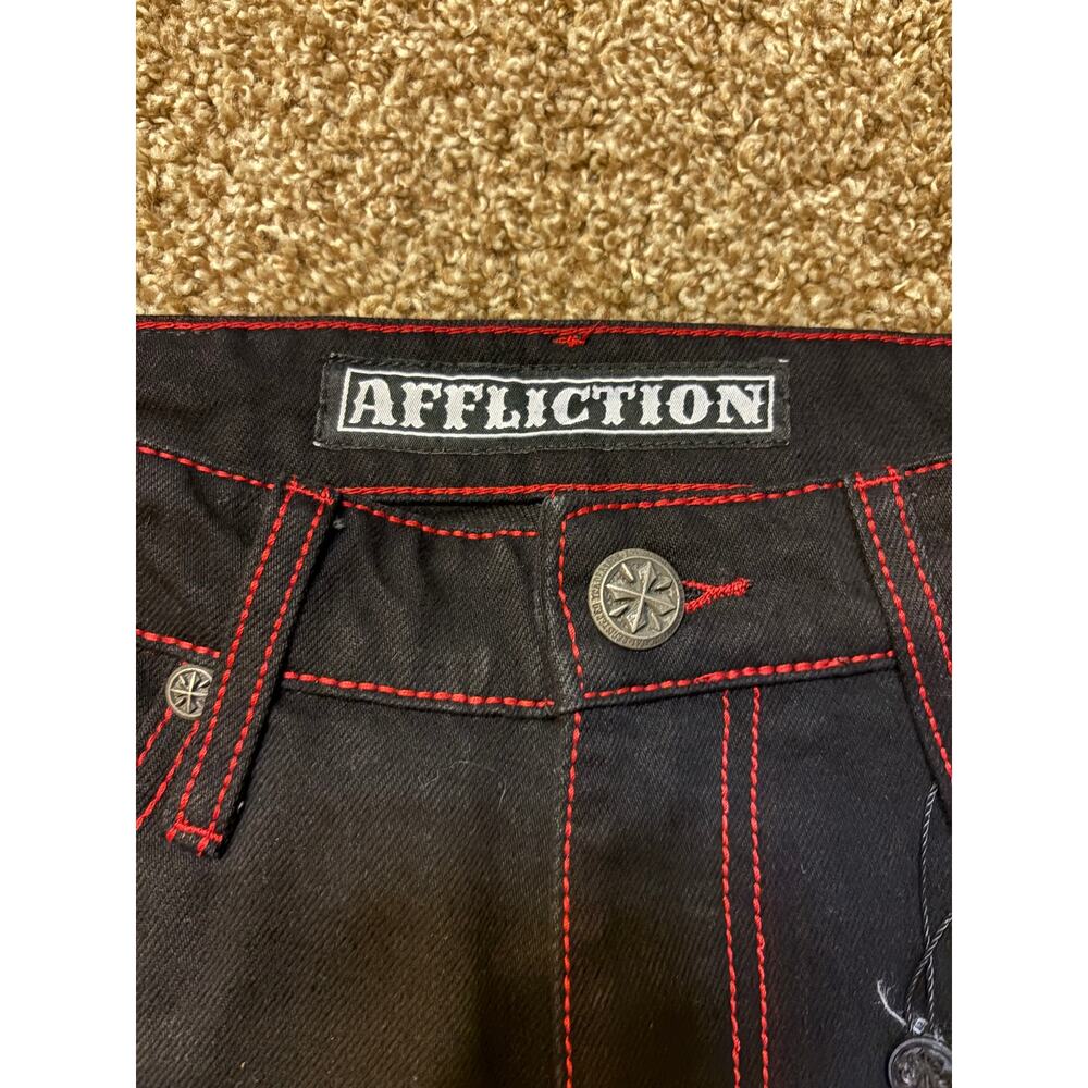 NWT Y2K Affliction Wide Leg Wings Black Red Baggy Jeans Mens Size 31 MSRP $128 - Picture 8 of 15